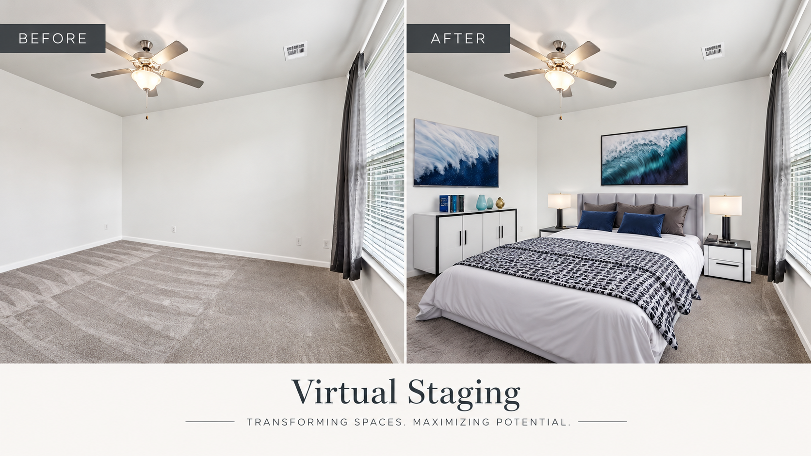 Virtually staged bedroom
